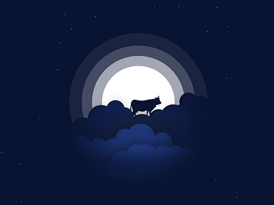 Full Moon animal blue clean cow light moon simple sky space stars