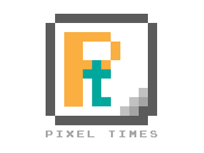 Pixel Times cartoon logo monogram pixel pixelated yellow