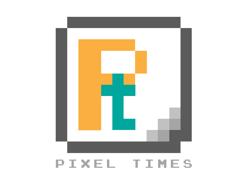 Pixel Times monogram yellow cartoon pixelated logo pixel