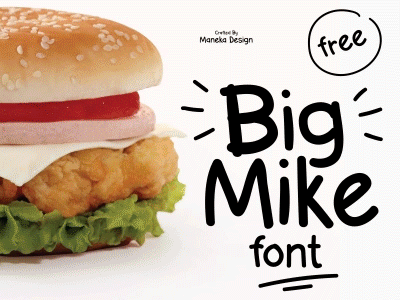 Big Mike Font ( Free ) branding custom font fastfood font font design food and drink foundry free freebie handwritten font poster restaurant typeface typography