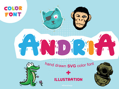 Andria ( Hand Drawn SVG Color Font ) illustration logo otf