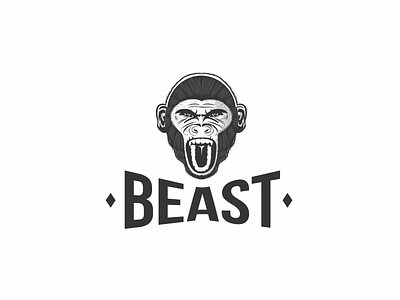 Beast angry beast black and white hand drawn illustration monkey