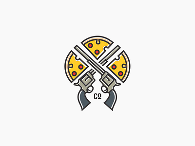 Guns And Pizza Logo For Sale clean guns logo minimalist pizza revolver six barrel