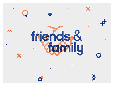 friends & family abstract shapes blue family friends lockup peach