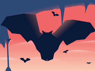 Kentucky State Parks Teaser bats cave crafts illustration kentucky ky park series silhouette state sunset