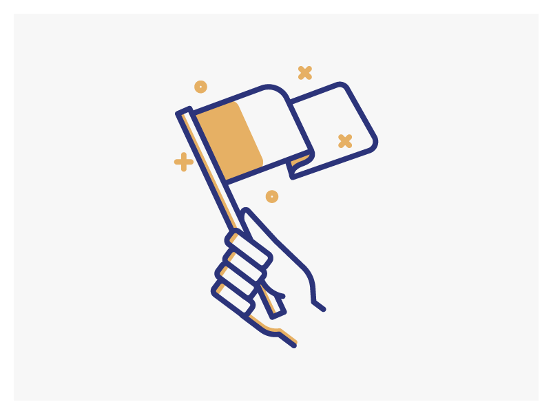 Go Team icon illustration mono-weight cheer gold blue hand team go