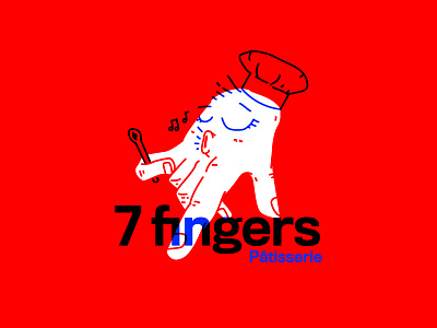 7 fingers 1940s branding chef hand illustration kentucky ky logo louisville multiply overprint pastry patisserie shop