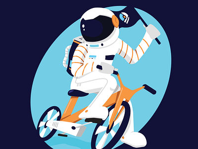 ECC Astronaut bicycle biking design enviroment environmental illustration kentucky ky louisville space spaceman sticker transport vector