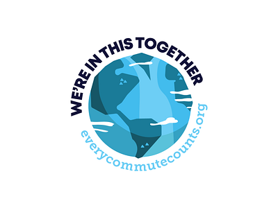 ECC "We're in this together" blue commute design earth enviroment environmental globe green illustration in this kentucky ky louisville planet rideshare vector