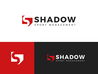Shadow Sport Management Logo brand branding designer icon identity logo logo design logo designer red sport sport management white