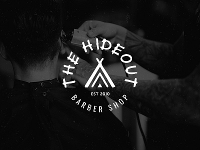 The Hideout Logo barber barber logo barber shop brand branding icon identity logo logo design logo designer teepee traditional