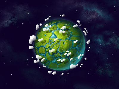 Green Planet 3d alien clouds design earth game game art game design green icon illustration logo nebulae planet planetarix space stars ui universe ux