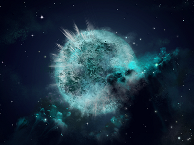 SuperNova 2d art blue deep digital art drawing game design light nebula new planet shine space stars universe