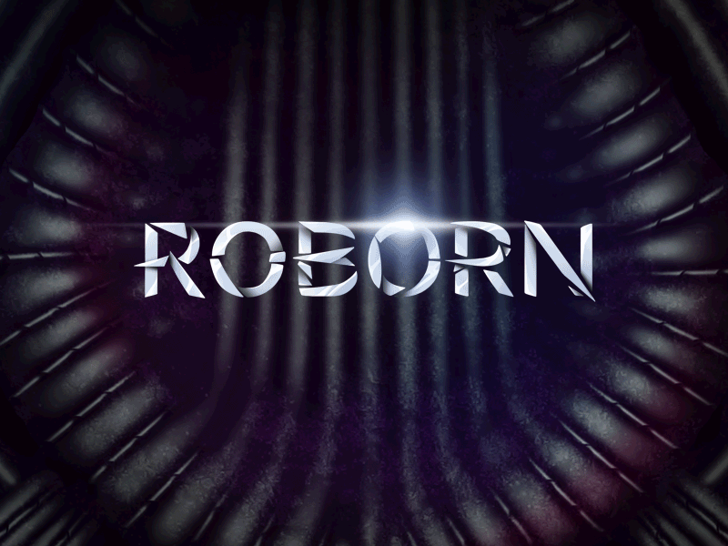 Roborn Logo alien animated animated gif animation branding cartoon design gif animation icon illustration lens flare logo metal movie robot sci fi space title typography ui