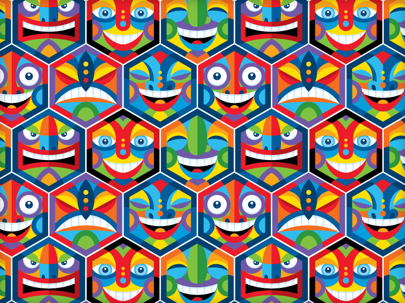 Hex Heads Pattern by Von Glitschka on Dribbble