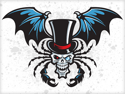 Wicked bat branding crab illustration logo skull spider top hat vector vonster