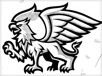 Drawing Shading branding character college gryphon illustration logo mascot vector vonster