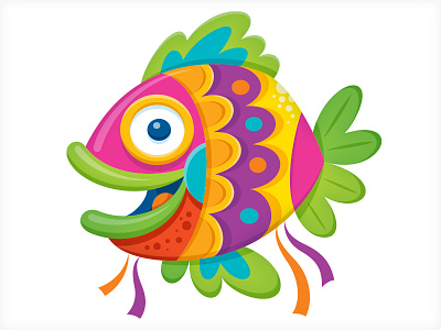 Happy Fish character piñata vector vonster
