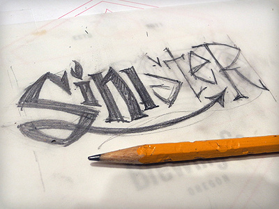 Brand Beginning hand lettering sketch vonster