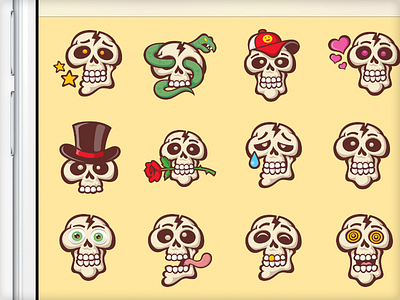 BoneHeadz emoji ios skulls stickers vector vonster