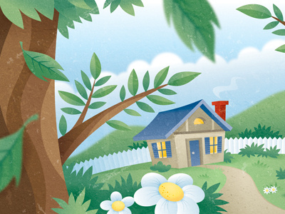 Over the hills and through the woods.... illustration textures vector