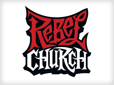 Rebel Church brand hand lettering logo vector