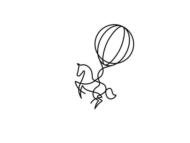 Uppercase | Logo anim animal animation balloon branding design drawing gif horse identity illustration line art logo logo desoign mark one line stroke vector