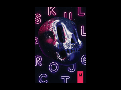 Skullful Poster 3d cinema 4d model neon poster skull typo