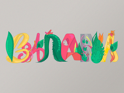 Banana banana colorful digital drawing flowers illustration illustrator jungle leaves letter letters typography typography art typography design vector