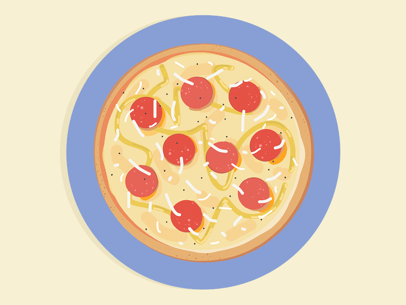 Hello Dribbble! 2d animation debut first shot flat gif hello illustration pizza
