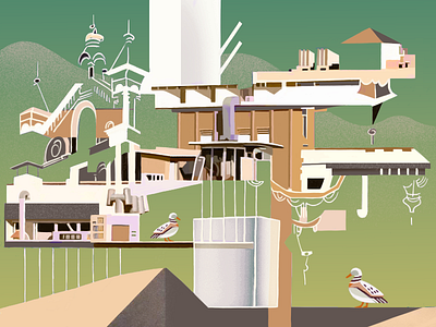 The ducks' territory composition design duck house illustration iran territory