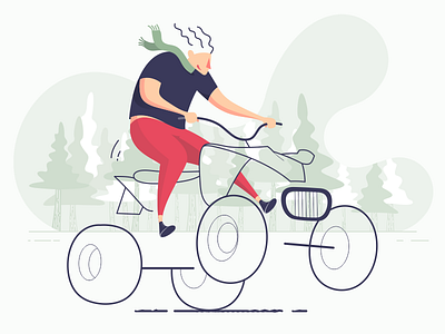 4 wheeling 4 wheeler character design illustration vector