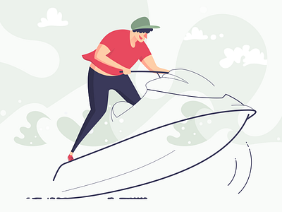 Jet ski riding character design illustration jet ski riding vector