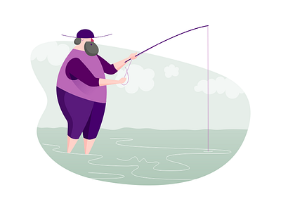 fishing character design fishing illustration vector