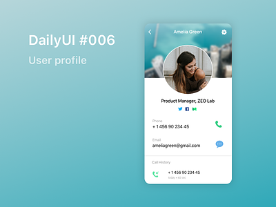 User profile for DailyUI dailyui design interface ui