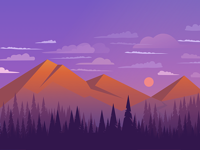 Mountains daily challange design forest graphic design illustration mountain mountains nature purple sky ui