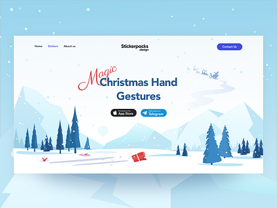 Hero for Christmas Hand Gestures Sticker pack banner banner design design graphic design hero illustration interface interface design landing design landing page ui