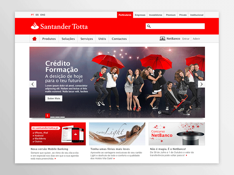 Santander Totta - Navigation Flow banking case study drop down header home banking homebanking interactions menu navigation flow portugal santander website