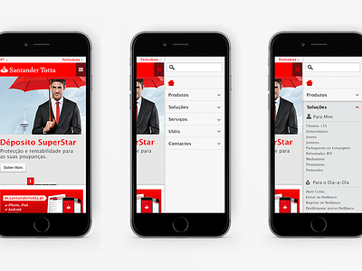 Santander Totta - Mobile Menu