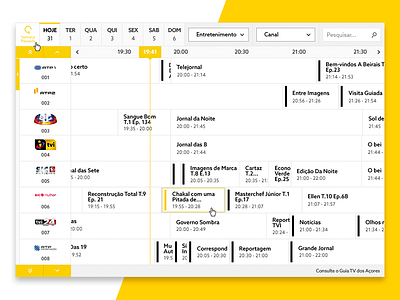 NOS Tv Schedule grid interface module schedule tv ui user experience user interface ux website