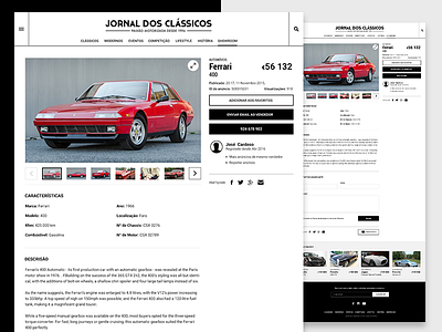 Jornal dos Clássicos — detail page cars classified detail page product ui ux vehicles vintage