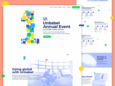 Unbabel Annual Event artificialintelligence branding colorful enterprise event landing page unbabel user interface website
