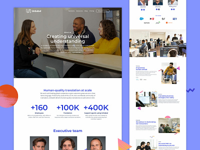 Unbabel About us page about us brand branding photograhy startup ui unbabel user experience website