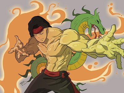 Liu Kang fanart - line practice