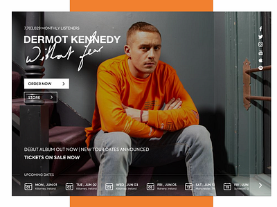 Dermot Kennedy Site Re-Design app artist dailyui dash dermot kennedy design desktop homepage landingpage music redesign site sketch ui ux website