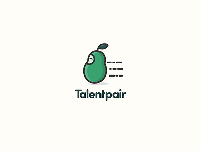 Talentpair character green logo design minimalist pear technology