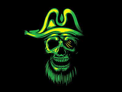 Green Pirates Skull black ghost green hand drawn light pirates skull spooky