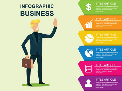 Businessman Infographic avatar business character idea infographic job office people presenting team think work