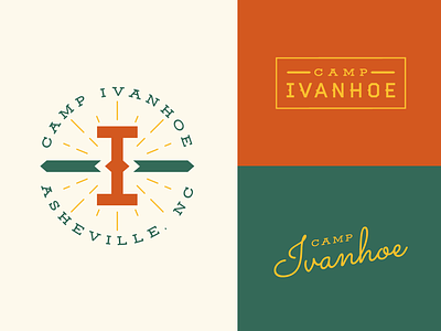 Camp Ivanhoe Logo badge branding camp color palette identity logo logo mark logotype retro