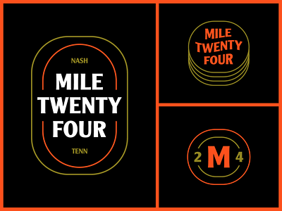 Mile Twenty Four Logo 24 badge band band logo branding identity logo logo mark logotype mile twenty four music nashville retro tennessee